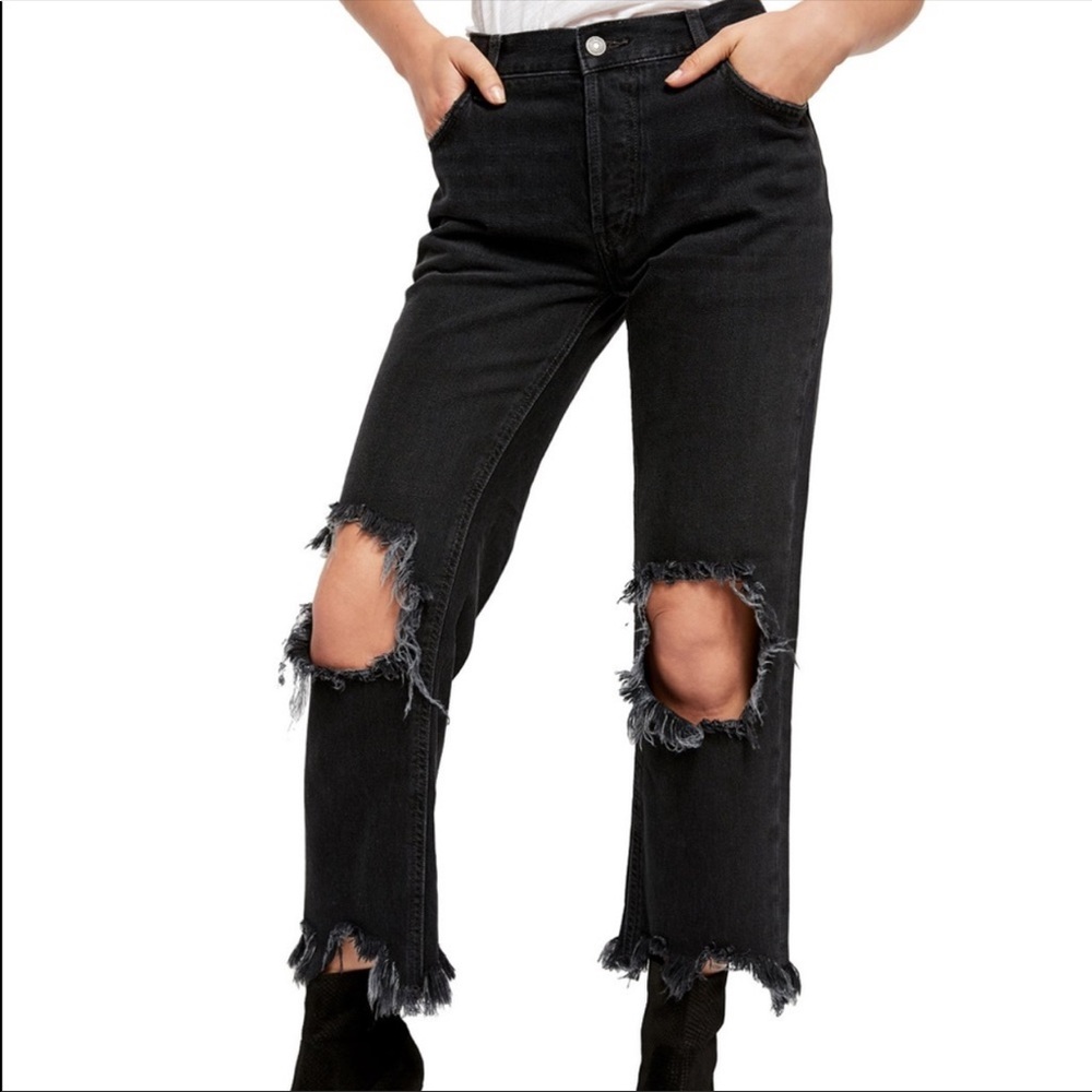 Free People Maggie Ripped Straight-Leg